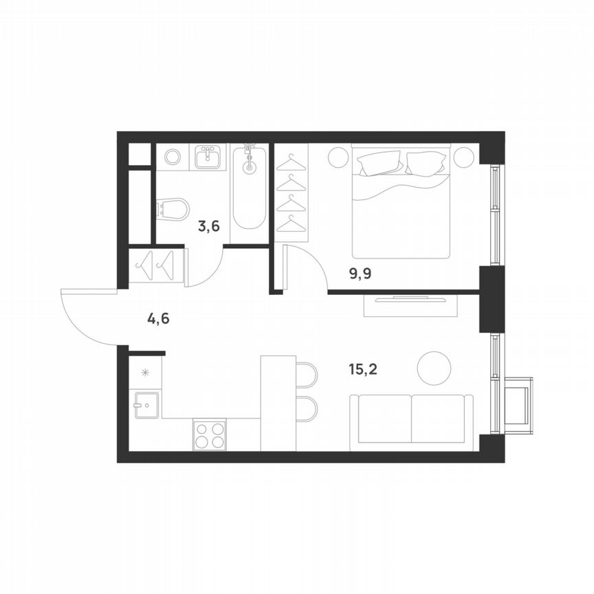 1-к. квартира, 33,3 м², 15/17 эт.