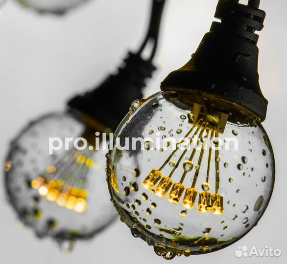 Гирлянда винтаж, 10м, черная, тепл.белый, teamprof