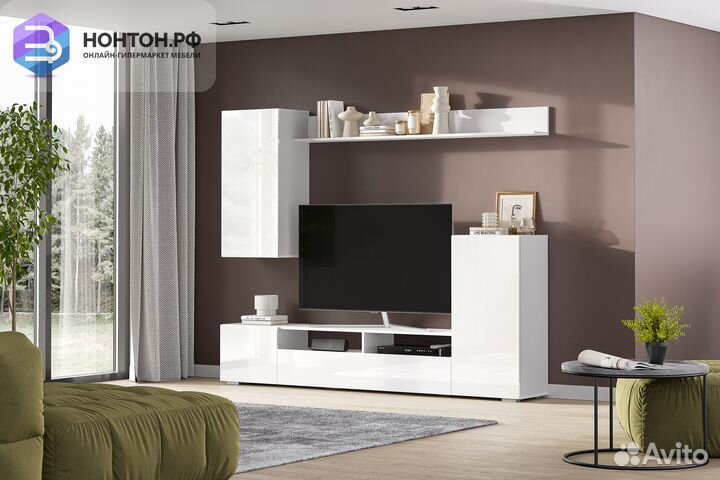 Гостиная Берн белый / белый глянец