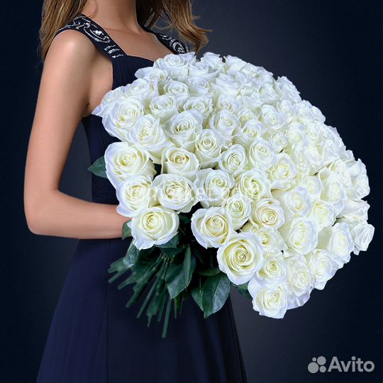 Букет из 25 белых роз 60см. Иркутск
