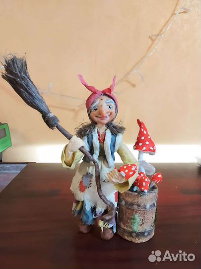 Кукла игрушка на ёлку Бабка Ёжка из ваты