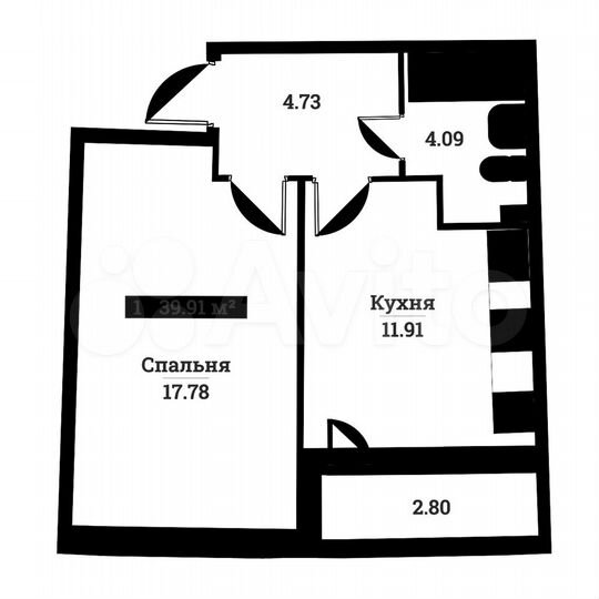 1-к. квартира, 39,9 м², 1/16 эт.