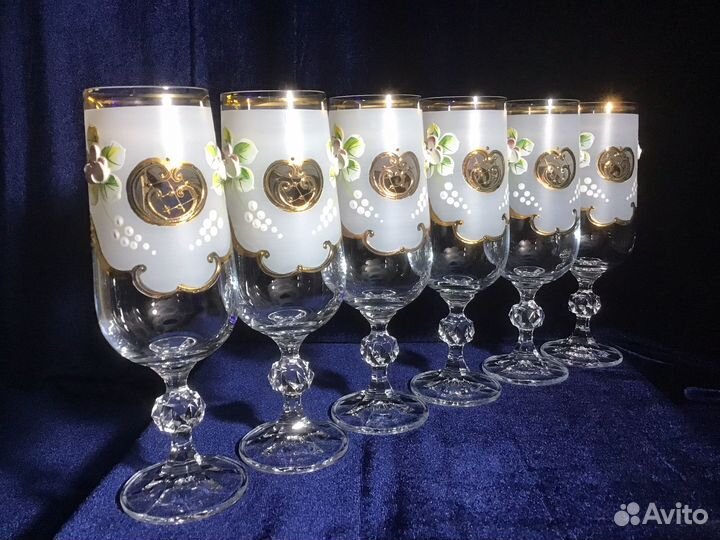 Фужеры рюмки хрусталь Рококо Чехия Богемия