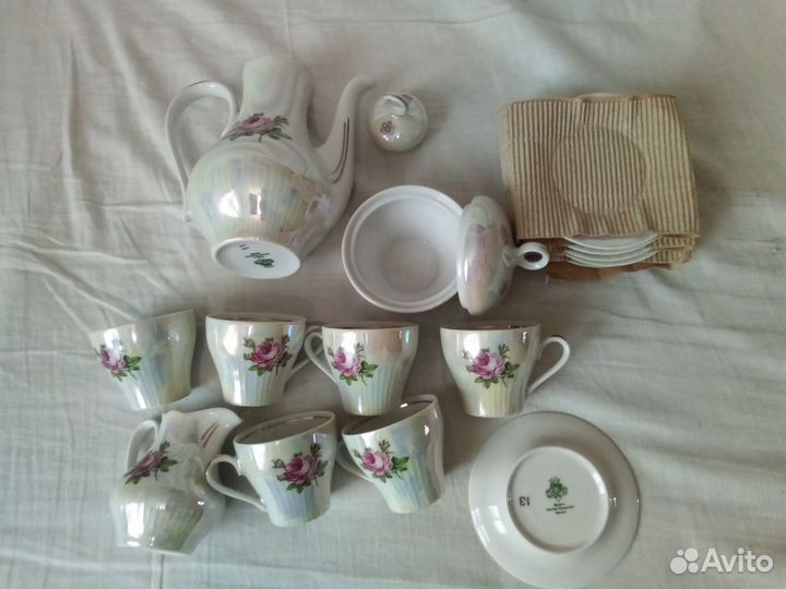 Сервиз кофейный фарфор Роза гдр на 6 персон