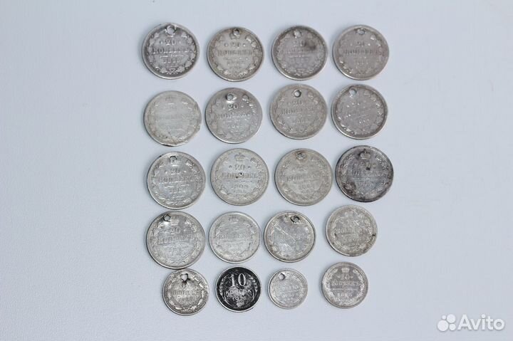 Старинные монеты серебро 20шт