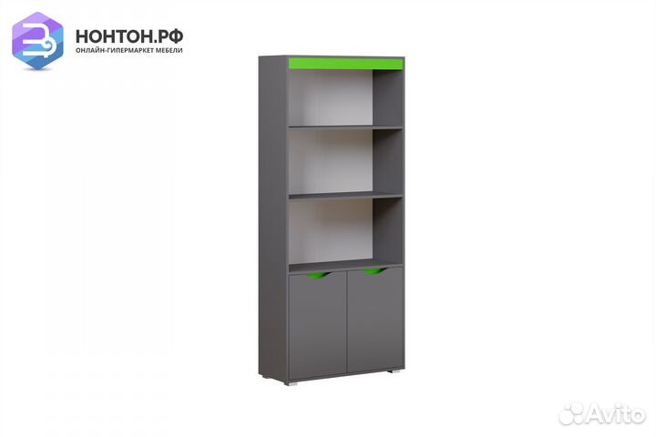 Стеллаж Неаполь с дверками графит / олива