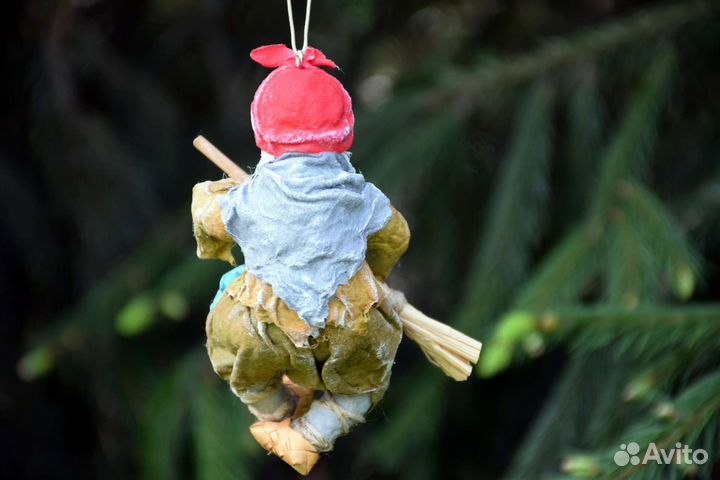 Ватная ёлочная игрушка Баба-Яга