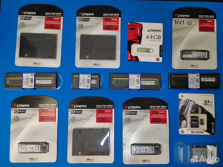 Ssd 480 gn kingston, хайпер ддр4 8гб 3200 мгц 2шт