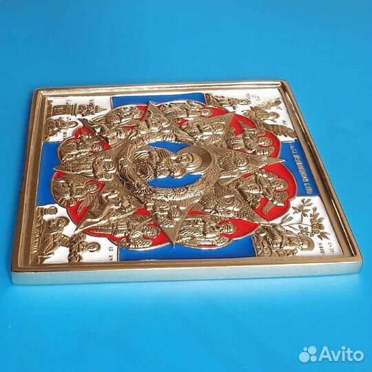 Неопалимая Купина медная икона с эмалью