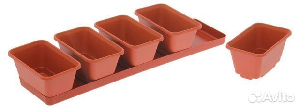 Набор для рассады мини-сад 5 горшков с поддоном, 5