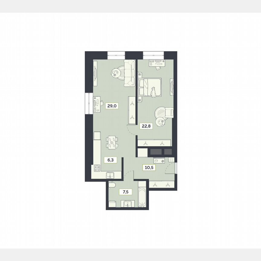 2-к. квартира, 76,1 м², 16/27 эт.