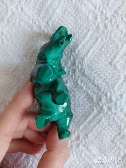 Слон натуральный малахит