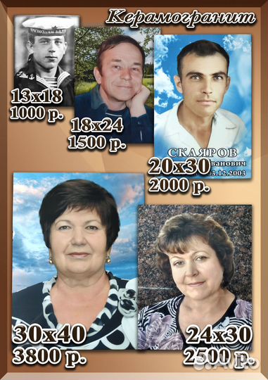 Портреты для памятников, фото на памятник