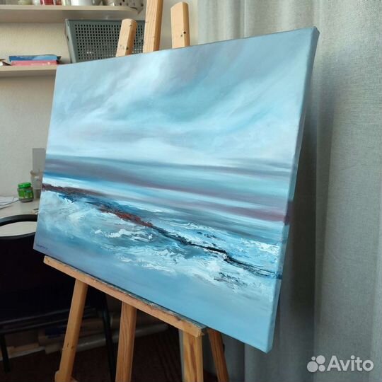 Картина маслом, пейзаж, море