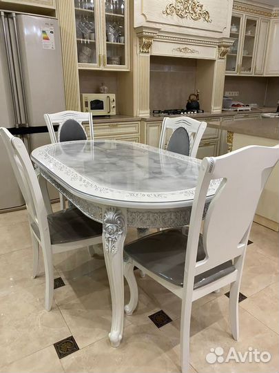 Стол и стулья комплект / кухонный стол Роза голд