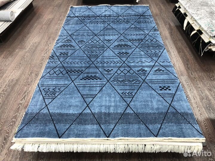 Ковер, гобелен хлопковый 160 х 300 синий