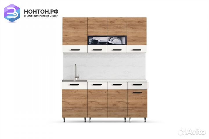 Кухня Рио 1.7 м дуб крафт / бежевый