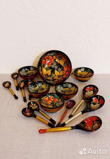 Хохлома посуда, ложки и чаши времен СССР