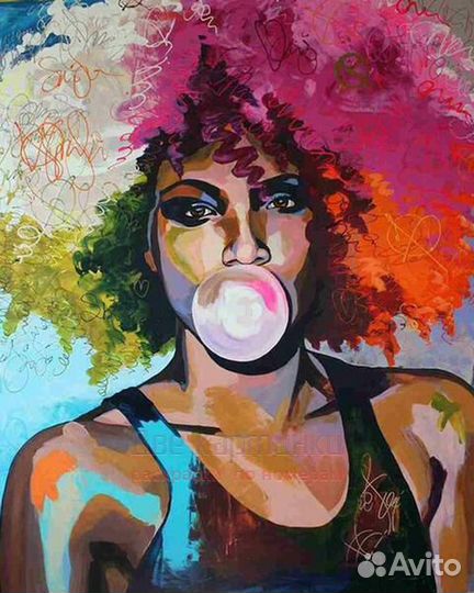 Алмазная мозаика 40x50 Спортивная девушка с пышной