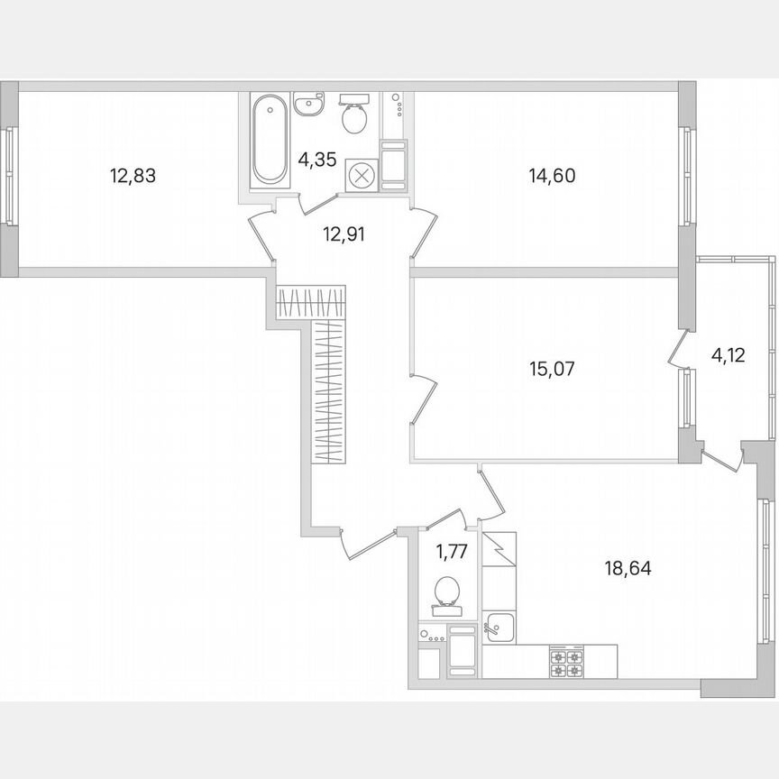 3-к. квартира, 82,2 м², 5/8 эт.