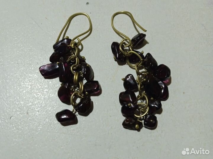 Серьги с гранатами винтажные