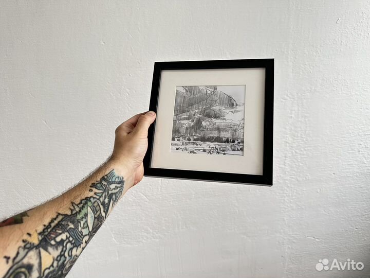 Картина рисунок карандашом. Пейзаж. Графика