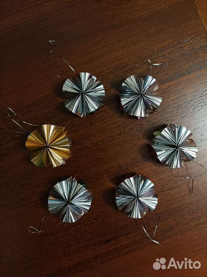 Набор елочных игрушек СССР, фольга, лилии