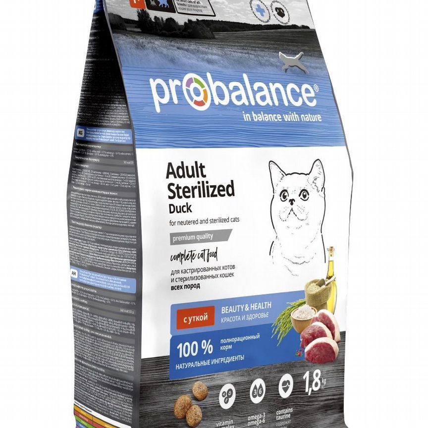 Корм для кошек probalance sterilized с уткой