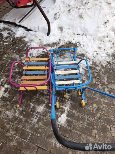 Детские санки коляска с колесами