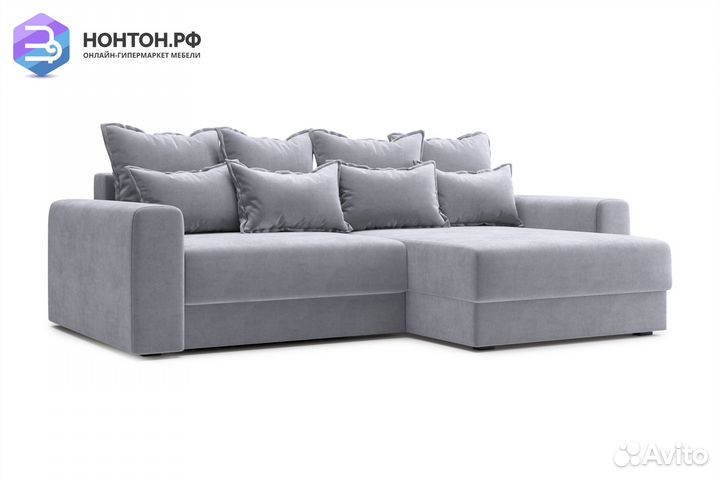 Диван угловой тик-так Омега серый