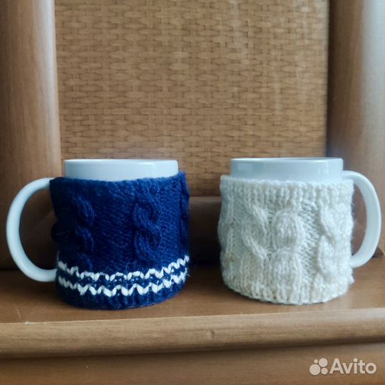 Кружка с вязанным чехлом, в подарок, ручная работа