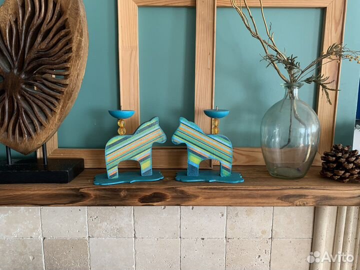 Подсвечник интерьерный лошадки 2 шт б/у