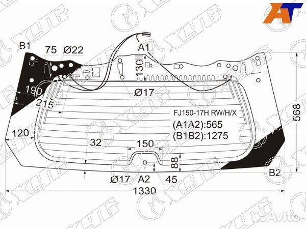 Стекло заднее toyota land cruiser prado 120