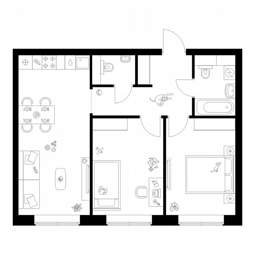 2-к. квартира, 56,3 м², 14/50 эт.