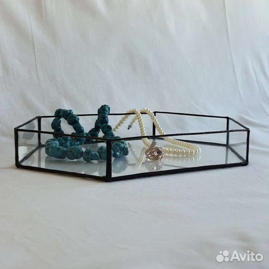 Поднос из стекла шестигранный ручной работы