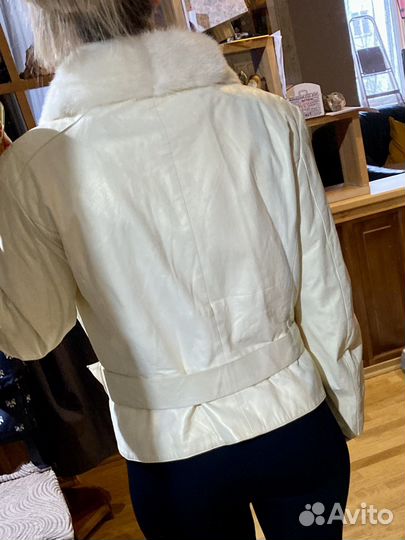 Куртка демисезонная женская норка кожа 48