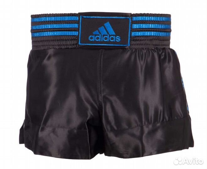 Шорты для тайского бокса Adidas Satin черно-синие