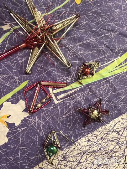 Звезда игрушки елочные стеклярус СССР