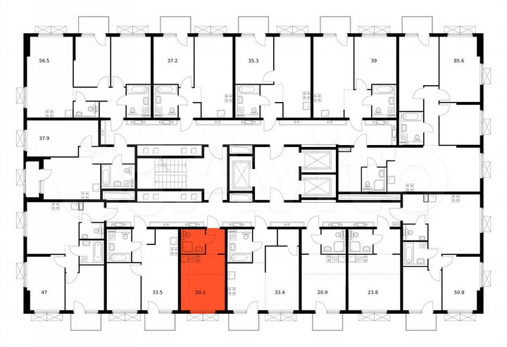 Квартира-студия, 20,1 м², 15/25 эт.