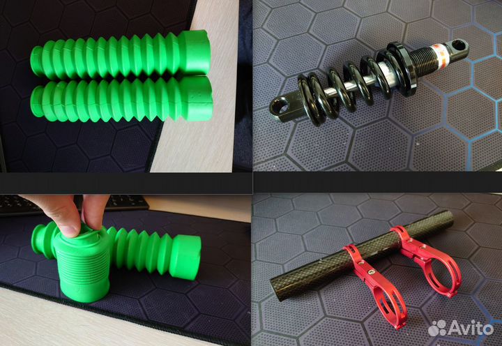 Зеркала, багажник, защита вилки, амортизатор, рога