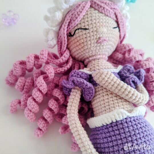 Русалка - интерьерная вязаная кукла амигуруми