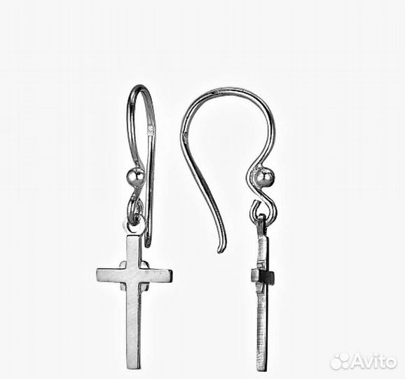 Серьги крестики новые