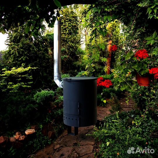 Печь для сжигания мусора Дымок-2 200 литров (3мм)