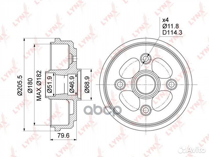 Барабан тормозной зад BM1017 lynxauto