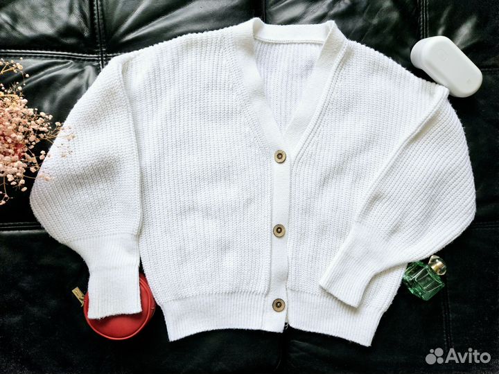 Кардиган белый женский шерсть на пуговицах 42 46