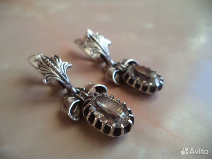 Серьги-подвески серебро 925 хрусталь