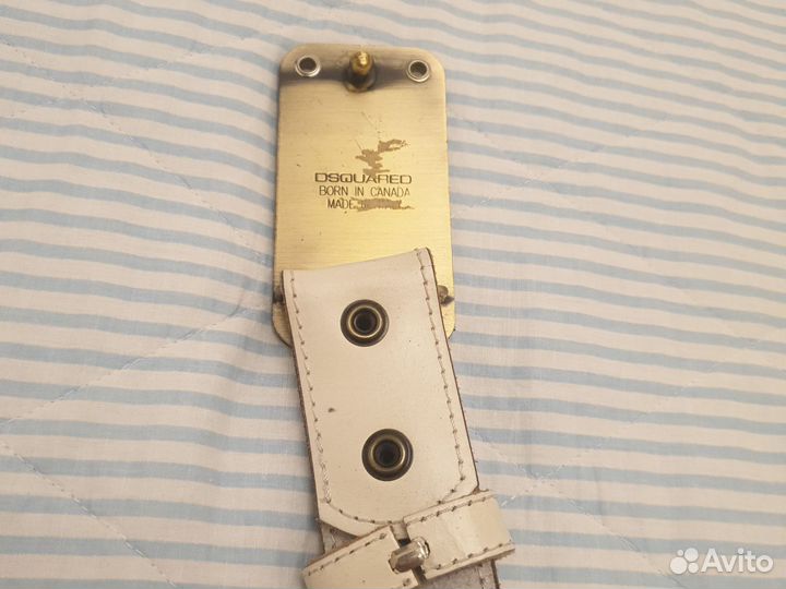 Ремень кожаный белый