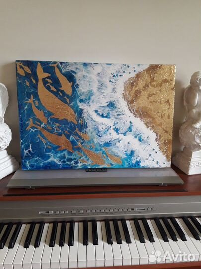 Картина в технике флюид арт