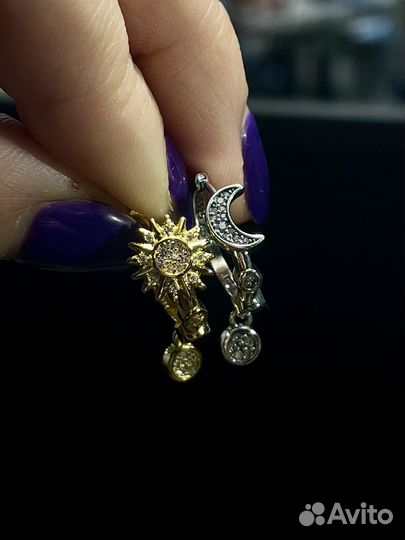 Pandora серьги Солнце и Луна в наличии