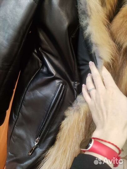 Натуральная кожаная куртка с мехом женская